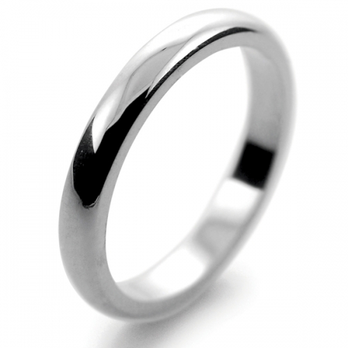 D Shaped Platinum 2.5mm Heavy Wedding Ring 